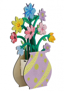 DIY Diamond Art Yellow and Purple Flower Vase