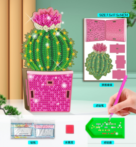 DIY Crystal Art Cactus Ball Flower Pot