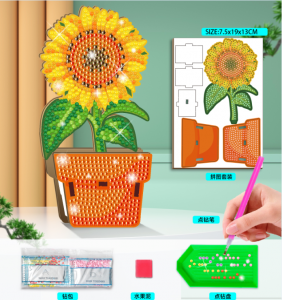 DIY Crystal Art Sunflower Flower Pot