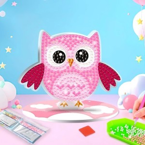 Diamond Art! Pink Owl Desktop Kit